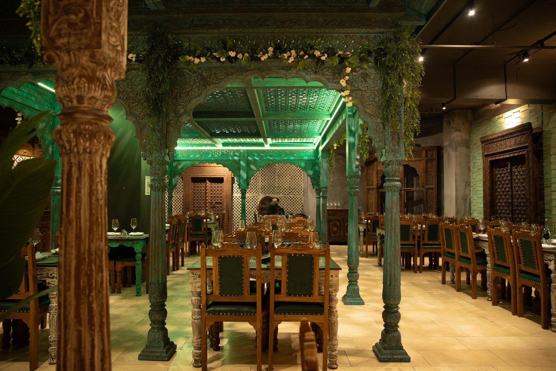The Grand Palace's antique dining pavilion, set up for group bookings and celebrations