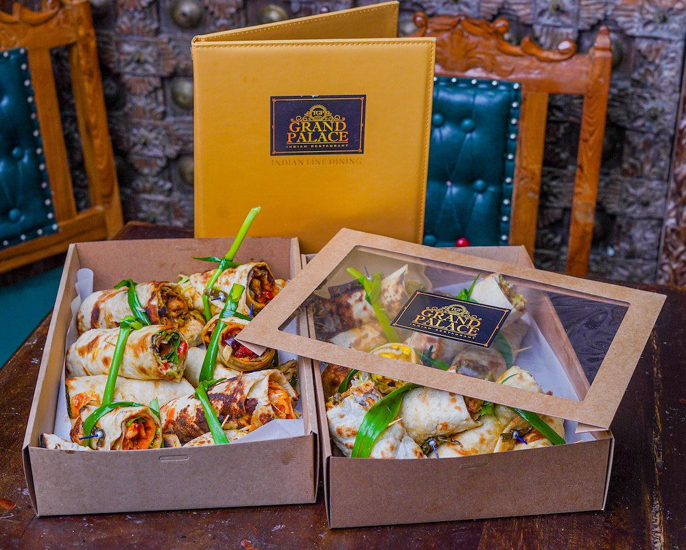 Freshly prepared Indian catering rolls from The Grand Palace, ready for a Diwali gathering